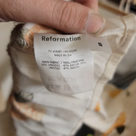 EUC REFORMATION Plath Yellow & Ivory Floral Top - Constance - Picture 7 of 7